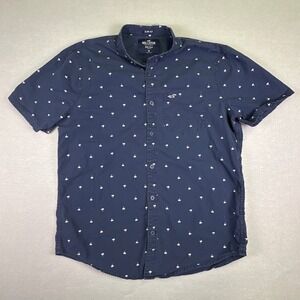 Hollister Men's Slim Fit Button Down Short Sleeve Epic Flex Stretch Palm Trees M